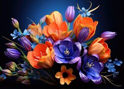 Bukiet kolorowych kwiatów w grafice